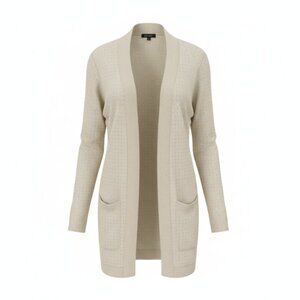 On 12th Studded Open Front Cardigan Women's XL Cream Rhinestone Pockets Sweater